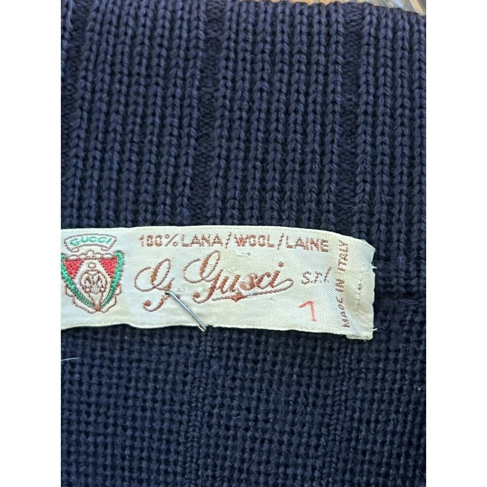 Vintage Navy Blue GUCCI Wool Double Breasted Knit Men Cardigan Sweater 50s 60's - Picture 5 of 13